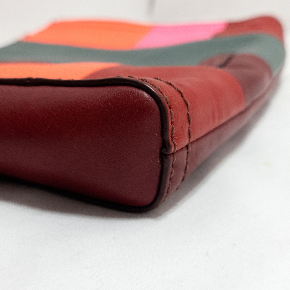 Fossil Leather Red Color Block Slim Crossbody Pur… - image 6